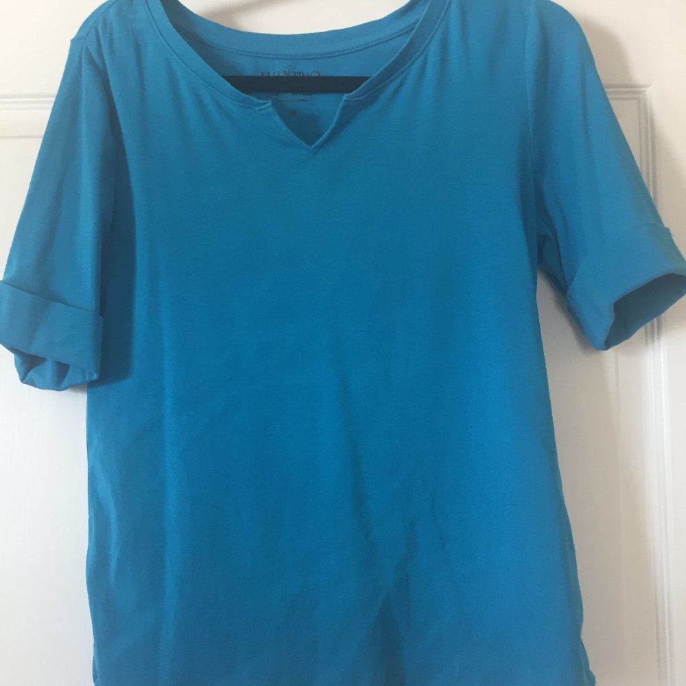 Bright blue top